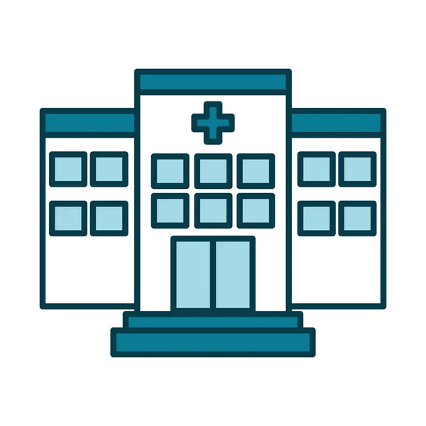 Icono del edificio del hospital, línea y estilo de relleno — Vector de stock