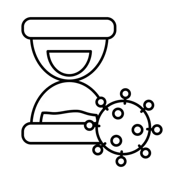 Ampulheta e coronavírus ícone, estilo de linha — Vetor de Stock