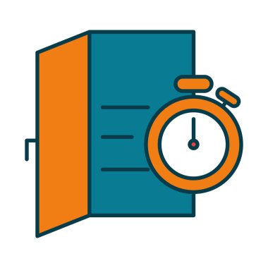 tıbbi rapor ve kronometre simgesi, satır ve doldurma biçimi