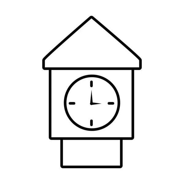 Icono del reloj de casa, estilo de línea — Vector de stock