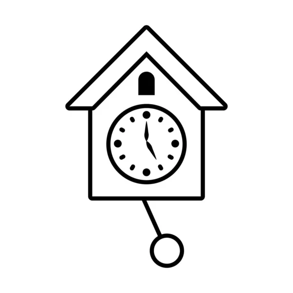 Orologio birdhouse icona, stile linea — Vettoriale Stock