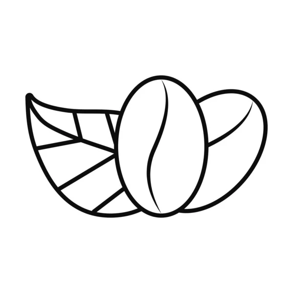 Koffiebonen en bladeren pictogram, lijn stijl — Stockvector