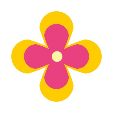 Şirin tropikal çiçek ikonu, düz stil