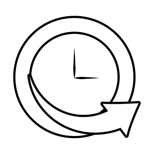 Klocka med pil ikon, linje stil — Stock vektor