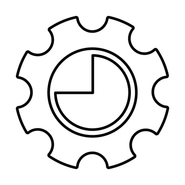 Rueda de engranaje con icono de reloj, estilo de línea — Vector de stock