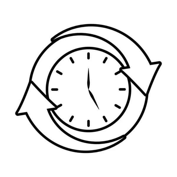 Reloj con flechas alrededor, estilo de línea — Archivo Imágenes Vectoriales
