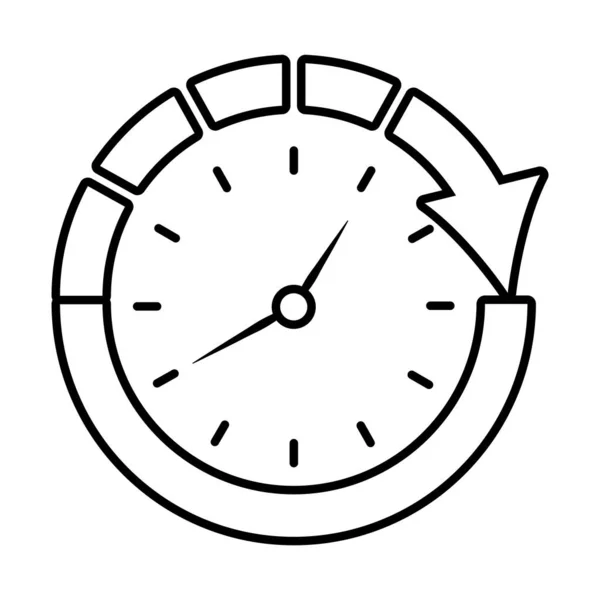 Pfeil rund um die Uhr Symbol, Linienstil — Stockvektor
