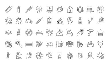 Coronavirus simgesi setini durdur, satır biçimi