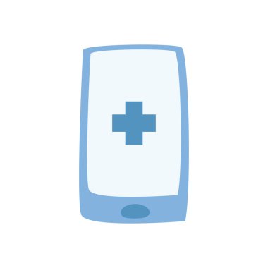 Akıllı telefonun içinde tıbbi haç düz biçim vektör tasarımı