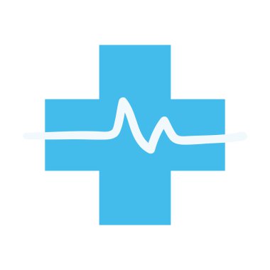 Nabız düz stil vektör tasarımı ile tıbbi haç