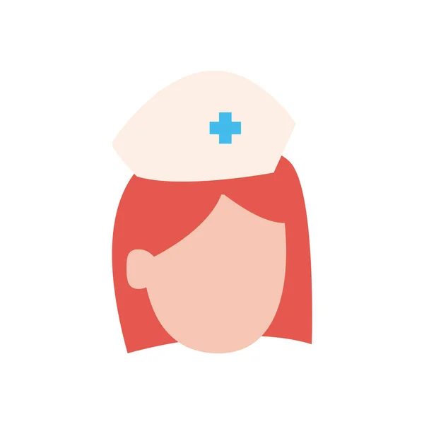 Vrouw verpleegster met hoed platte stijl icoon vector ontwerp — Stockvector