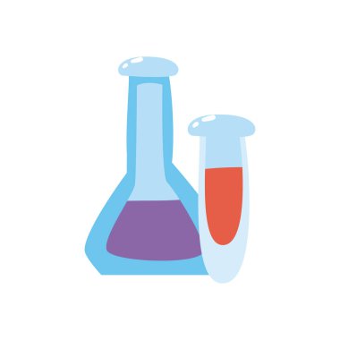 Kimya şişesi ve tüp düz stil vektör tasarımı