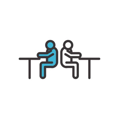 Tablo satırındaki adamları görür ve biçim ikonu vektör tasarımını doldurur