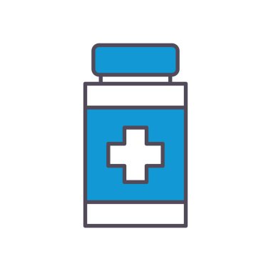Çapraz çizgili ilaç kavanozu ve biçim ikonu vektör tasarımını doldur