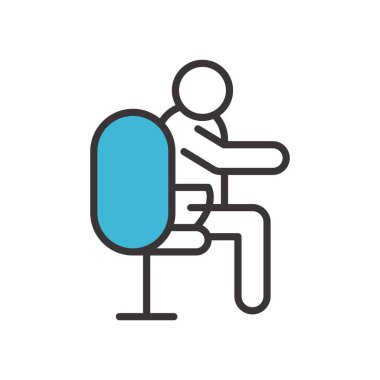 Sandalye satırındaki avatar adam ve biçim ikonu vektör tasarımını doldur