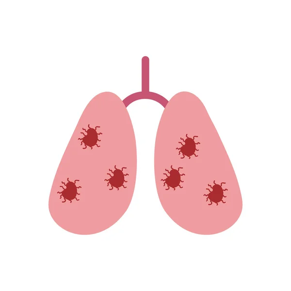 Vírus Covid 19 dentro dos pulmões design de vetor ícone de estilo plano —  Vetores de Stock