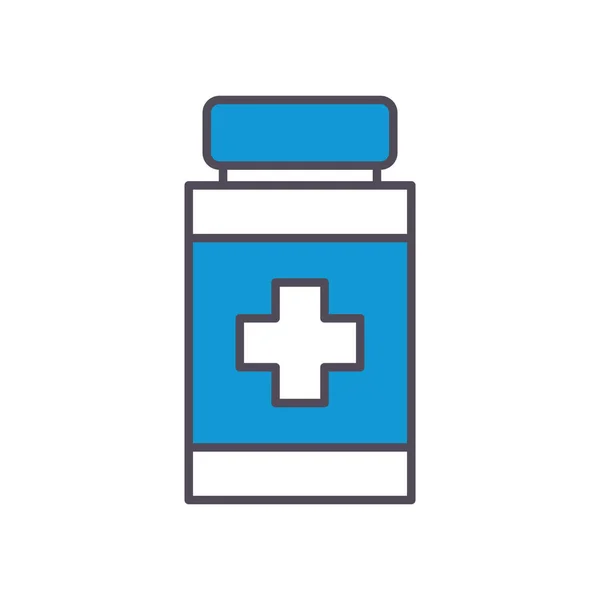 Pot de médecine avec ligne transversale et design vectoriel icône de style de remplissage — Image vectorielle