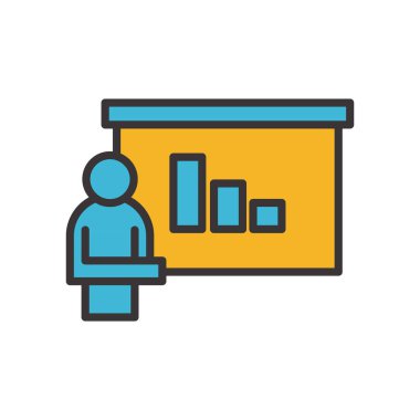 sunum tahtası satırına sahip ve biçim ikonu vektör tasarımına sahip avatar adam