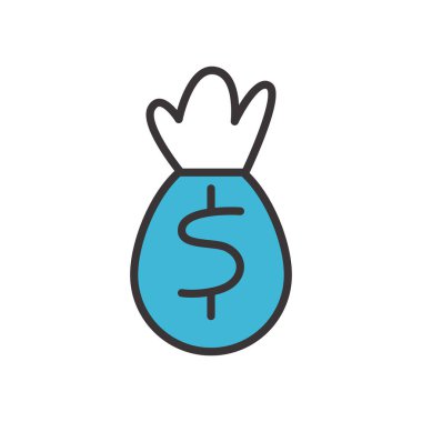 para çantası hattı ve biçim simgesi vektör tasarımını doldur