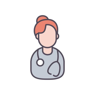 kadın doktor satırı ve biçim ikonu vektör tasarımını doldur