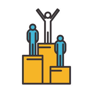 Podyum çizgisindeki avatar adam ve biçim ikonu vektör tasarımını doldur