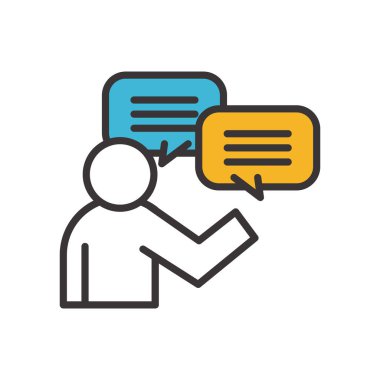 Kabarcık çizgisi olan ve biçim ikonu vektör tasarımını dolduran Avatar adamı