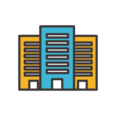 İzole şehir binaları çizgisi ve biçim ikonu vektör tasarımı