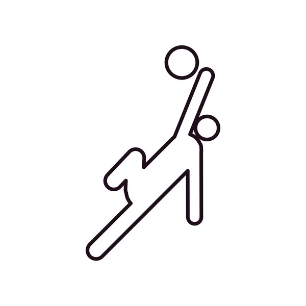 Joueur de football avec la conception vectorielle d'icône de style de ligne de balle — Image vectorielle