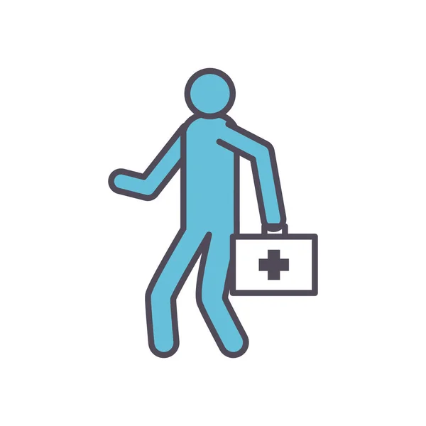 Avatar doctor with kit line and fill style icon vector design — 스톡 벡터