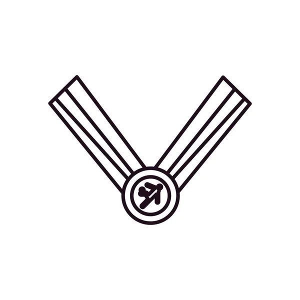 Medalla de fútbol línea estilo icono de diseño de vectores — Archivo Imágenes Vectoriales