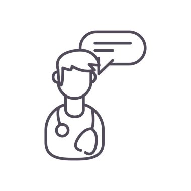 Kabarcık çizgisi biçim vektör tasarımlı erkek doktor