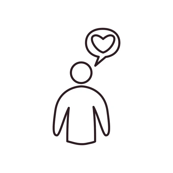 Pessoa avatar com design de vetor de ícone de estilo de linha de bolha de coração —  Vetores de Stock