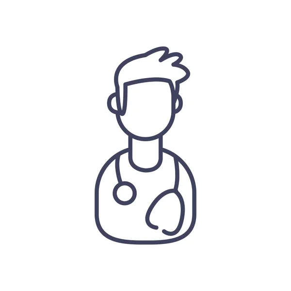 Hombre médico línea estilo icono vector diseño — Vector de stock
