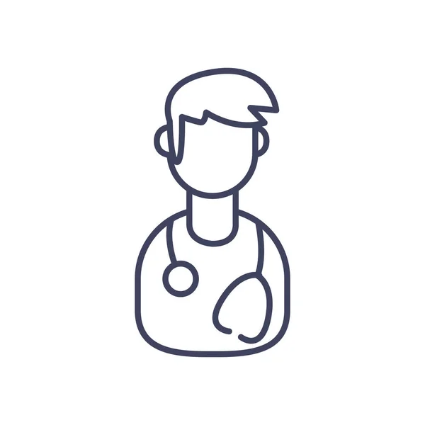 Hombre médico línea estilo icono vector diseño — Archivo Imágenes Vectoriales