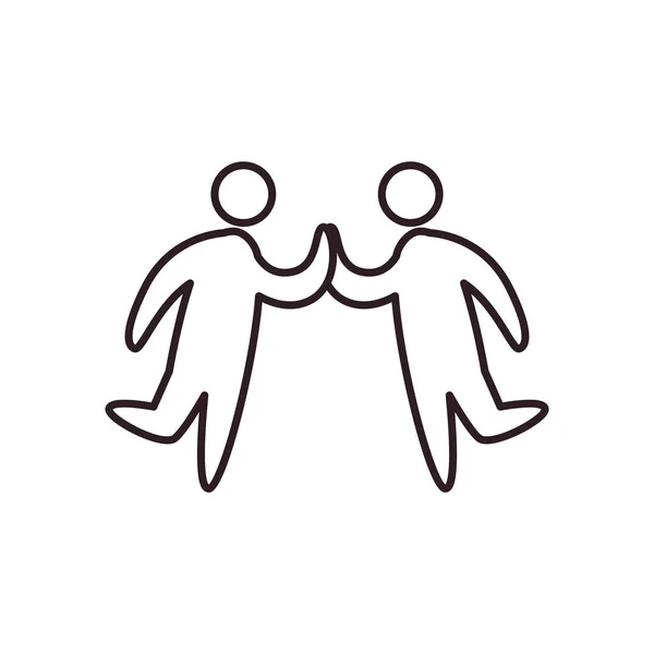 Avatars personen vrienden hand in hand lijn stijl pictogram vector ontwerp — Stockvector