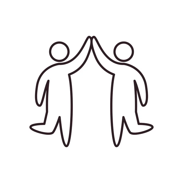 Avatars personen vrienden hand in hand lijn stijl pictogram vector ontwerp — Stockvector