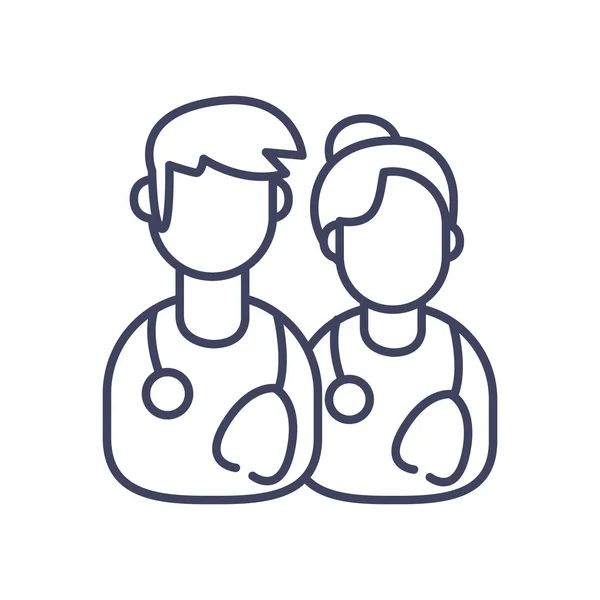 पुरुष आणि महिला डॉक्टर ओळ शैली चिन्ह वेक्टर डिझाइन — स्टॉक व्हेक्टर