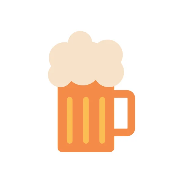 Taza de cerveza con espuma, estilo plano — Vector de stock