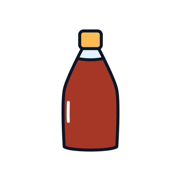Öl flaska ikon bild, linje fylla stil — Stock vektor