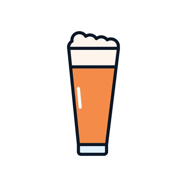 Pilsner vidrio con icono de cerveza, estilo de relleno de línea — Vector de stock