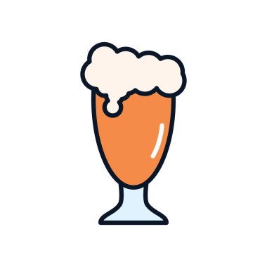 Köpüklü bira bardağı, çizgi dolgu stili.