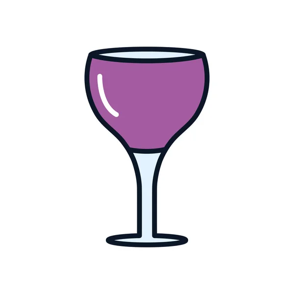 Icône en verre de vin, ligne de remplissage style — Image vectorielle