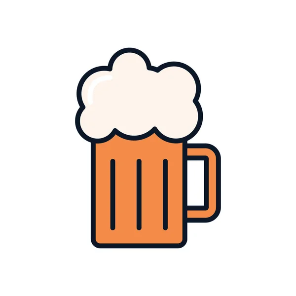 Tasse de bière avec mousse, ligne de remplissage style — Image vectorielle