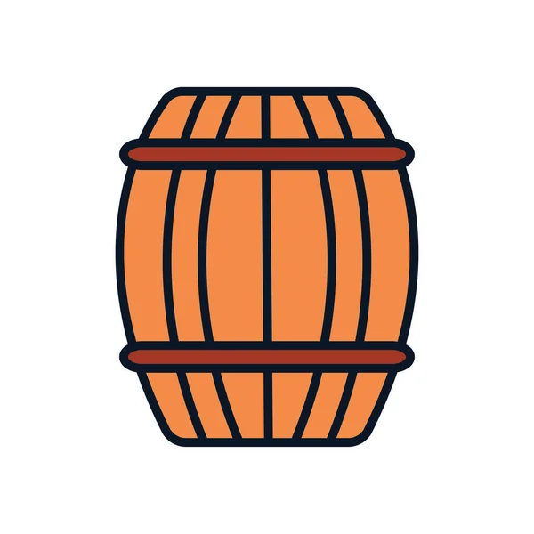 Icono de barril de madera, estilo de relleno de línea — Vector de stock