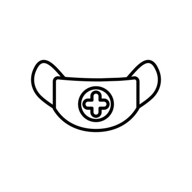 Çapraz simgeli tıbbi maske, satır biçimi