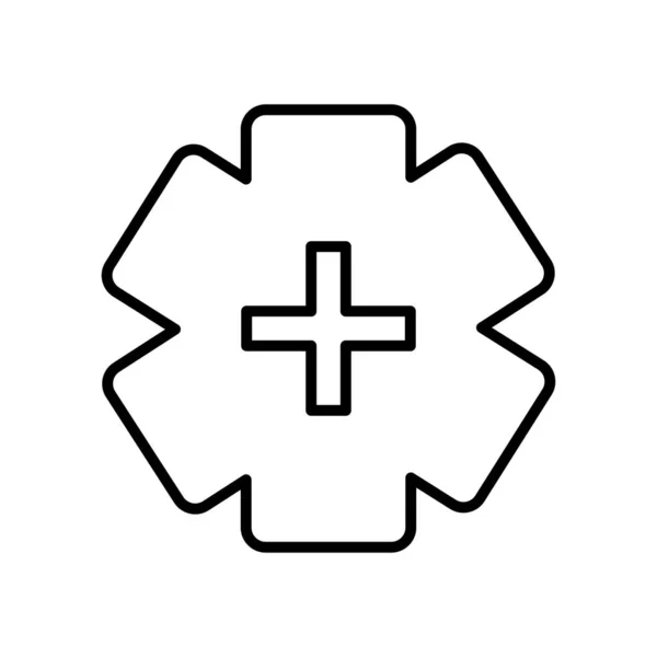 Medisch noodgeval kruis pictogram, lijn stijl — Stockvector