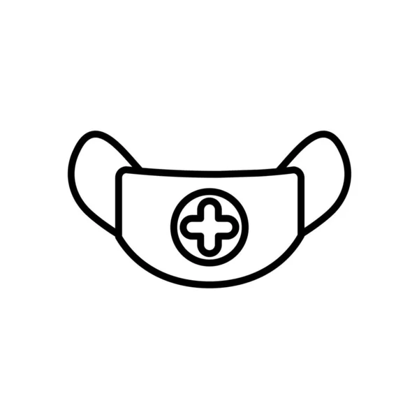 Masque médical avec icône croix, style ligne — Image vectorielle