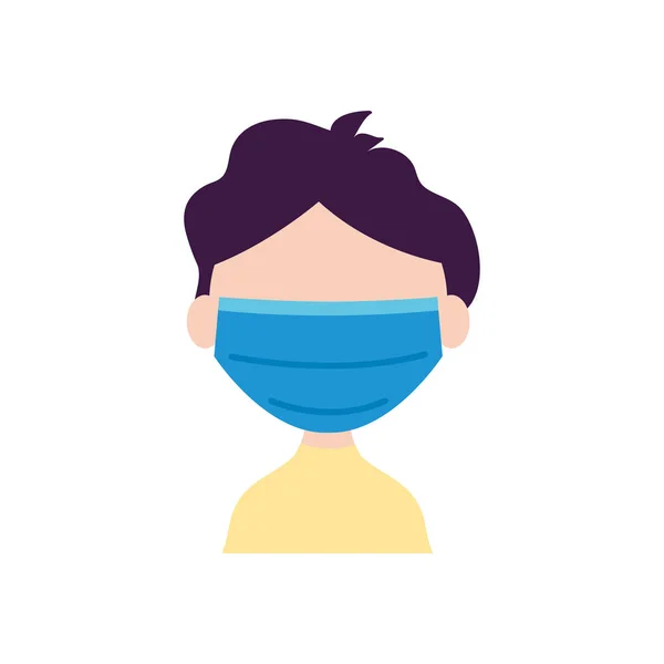医療用マスクのアイコンフラットスタイルの男の子 — ストックベクタ