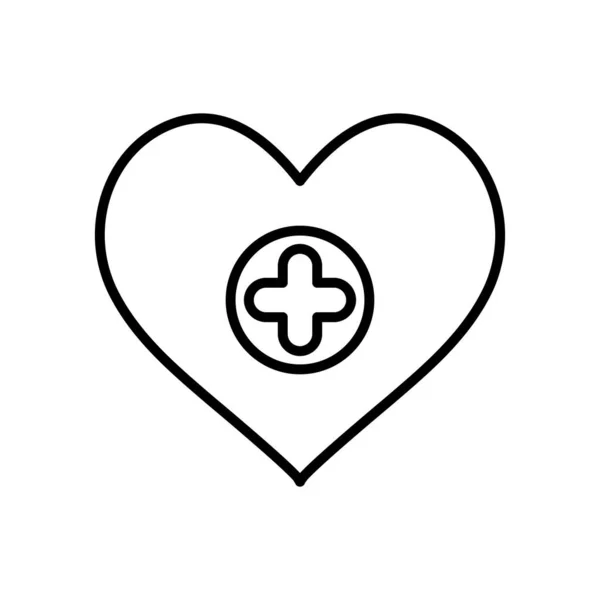 Hart met medisch kruis icoon, lijn stijl — Stockvector