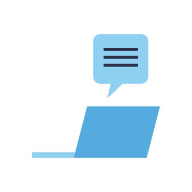 İletişim kabarcığı düz biçim vektör tasarımlı dizüstü bilgisayar